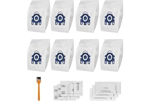 VILIDA 8 Pack Vacuum Cleaner Bags With Miele Classic C1, Complete C1 C2 C3, S227 S240, S270, S400, S400i, S600, S800, S2, S5, S8, for Miele Hoover Bags, with 3 set Air Filter and 1 Orange Brush