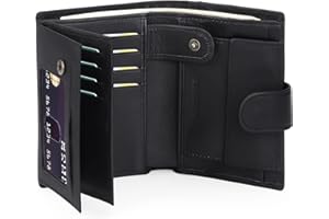 SENDEFN Cartera Hombre de Cuero, Billetera con Bloqueador RFID, Cartera Vertical para Hombre con 19 Ranuras para Tarjetas, 3 Ranuras para Billetes, 1Bolsillo para Monedas con Botón