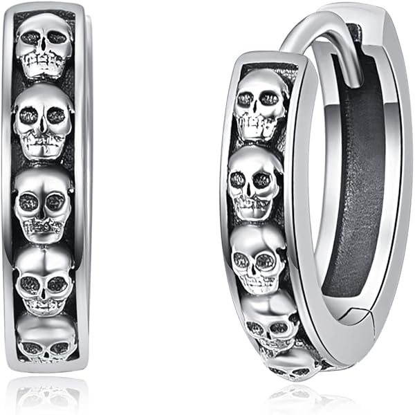 ChainsHouse Totenkopf Ohrstecker - Punk Creolen Mit Keltischem Knoten, 11mm, 316L Edelstahl