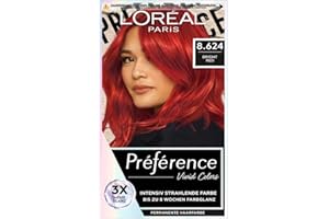 ‎L'OREAL PARIS L'Oréal Paris Intensive dauerhafte Haarfarbe, Bis zu 8 Wochen glänzendes Haar und intensive Farbe, Préférence Vivid Colors, Farbe: 8.624 BRIGHT RED, 1 Stück