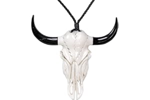 81stgeneration Donna Uomo Osso Corno Intagliato Collana Pendente Grande Teschio di Bufalo