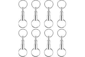 Thinp 8 Stycken Nyckelringar Med Snabbkoppling Avtagbar Quick Release Keychain Demontera Dubbel, För Nycklar, Silvrig, 8cm