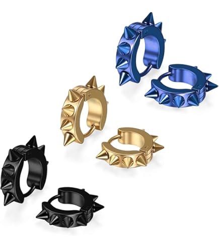 Flongo Rivetti orecchini punk rock, Orecchini a cerchio da uomo donna, Orecchini unisex in acciaio inox stile hip hop, oro