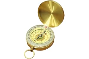 Vroxdrez Brújula de Latón para Exteriores, Resistente al Agua y Portátil, con Fluorescencia y Tapa de Salto, para Senderismo y Camping