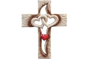 Dnoifne Carved Resin Love Cross Wall Decor - Never Separates Christian Gift - Eternal Love Symbol - Home & Room Art (17.5 x 13.3 cm)