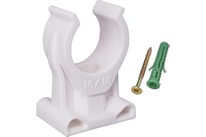 SKIR'CO (20 piezas) Clips de tubo, abrazaderas de plástico para tuberías de 16-18 mm, abrazadera de tubo tipo U, ganchos de manguera, clips blancos de tubería