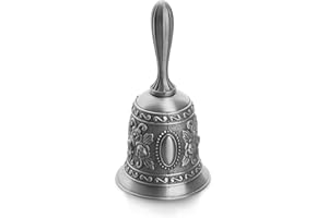 LYFJXX Hand Bell Metal Tone Ring Alarm Hand Hold Service Call Bell Desktop Bell Tea Dinner Bell Game Bell Christmas Bell (silver)