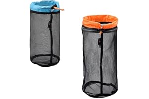 HLIWS 2 PCS Noir Sac Filet de Nylon,Ultralight Sacs Maille,Petit Sacs Maille Cordon Sac de Rangement,Camping Randonnée Maille Pochette(S+M)
