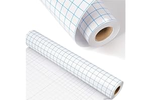 JARAGAR Transferfolie für Vinyl, Transparent mit blauem Ausrichtungsgitter, mittlere Klebekraft, transferfolie plotter für Fenster, Aufkleber, Wände, Aufkleber, Tassen, Dekorationen, 30,5 x 500 cm