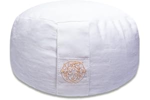 YOMANIS Cuscino da meditazione Zafu 31 cm rotondo 18 cm altezza seduta sociale & equo cotone biologico certificato Öko Tex Bioland farro spelz Demeter Mühle Yoga cuscino da viaggio con bastone