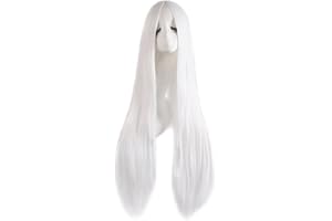 MapofBeauty 40" schnitzen lange lockige Cosplay Perücke Anime Kostüm-Party Perücke (weiß)