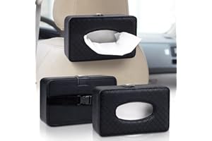 IBEQUEM Car Tissue Holder, Sun Visor Napkin Holder, PU Leather Backseat Car Tissue Case Holder, Tissue Holder Napkin Box for Universal Auto, Car Must Haves Interior Accessories (Black)