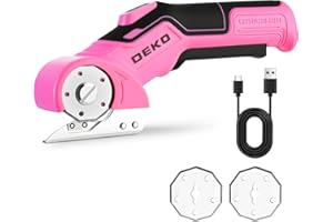 DEKOPRO Rechargeable Electric Box Cutter with 2 Blades, High-Precision Cardboard Cutter with Safety Lock for Carpets, Plastic, Sheet-Aluminum, Cardboard with Type-C Charging, LED