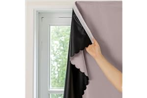 Maritown Blackout Curtains Self Adhesive Black out Thermal Insulation Polyester Fabric Stick On No Drill Shades Renter Friendly Portable Window Cover Blinds for Bedroom Nursery (Pink, 70W x 120H cm)
