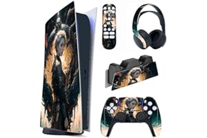 playvital Autocollant Protection pour ps5 Manette,Sticker Skin Habillages pour ps5 Digital Console & Station de Charge & Casque & Télécommande Média-Vision du Dragon