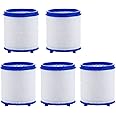 5 Pcs Faucet Water Filter Cartridges for 360 Degree Rotating Sink Tap Water Filter,Carbon Water Filtration Faucet Filters Cartridges Removes Chlorine Fluoride Heavy Metals Hard Water