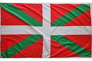 MATEYCO Bandera Pais Vasco, bandera Ikurriña,reforzada con 4 ojales,bandera vasca,150cm x 90 cm (Pais Vasco)
