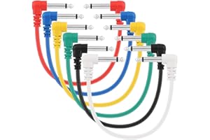 Pxyelec 30 cm Short Audio Guitar Patch Cable, 6.35 mm (1/4 inch) Guitar Instrument pedal Cable for Effect Pedals, Pack of 6
