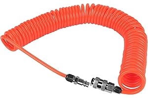 SRJQXH Compressor Hose 6 m, 5 x 8mm Retractable Air Hose with 1/4" Europe Quick Coupler and Plug, Explosion-Protected Spiral Hose, Compressed Air Line (Orange)