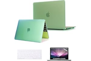 Coque Se7enline pour MacBook avec écran Retina de 12 po (transparent), coque transparente, coque AquaGreen/Seafoam Green + Housse en silicone + protecteur d'écran