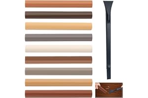 KEUGT 9 Pezzi Bastoncini di Cera per Riparazione del Legno, Kit di Riparazione per Pavimenti in Laminato, Riparazione dei Graffi sul Legno, Kit Riparazione Angoli Laminato Mobili, per Mobili in