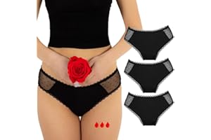 ‎RELIXA Periodenunterschwäsche, Menstruationsunterwäsche, Perioden Unterhosen Damen, Set 3er-Pack, Slip, Damen und Mädchen, Bambusstoff, Perioden Unterwäsche (Schwarz, Spitze, M)