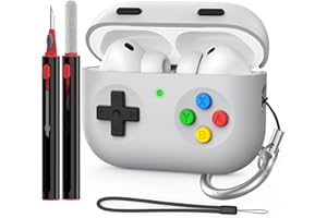 Delidigi für AirPods Pro 3 Hülle Case Klassische Handheld Game Console Design Silikon Schutzhülle with Reinigungsstift & Handschlaufe Kompatibel mit Apple AirPods Pro 3. Generation (Hell Grau)