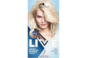 Schwarzkopf LIVE Intense Lightener, Permanent Blonde Bleach Hair Dye, With Brigtening Oil Booster, Lifts Hair Up To 9 Levels - Max Blonde 00B