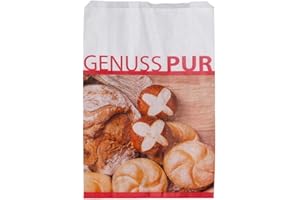 Wertpack Bäckerfaltenbeutel Genuss Pur, Brötchentüten, Kraftpapier, 20 + 7 x 42 cm, 1000 Stück