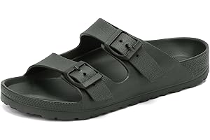 FOINLEDR Women Open Toe Footbed Sandals, Summer Comfortable Soft Slippers, Original Buckle Cozy Slides