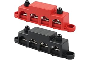 HOIIME 12 V-48 V DC, blocco di distribuzione 250 A, BusBar Box con 4 bulloni M8, modulo ad alte prestazioni, blocco di distribuzione della corrente di messa a terra per auto, camper, nero, 2 pezzi)