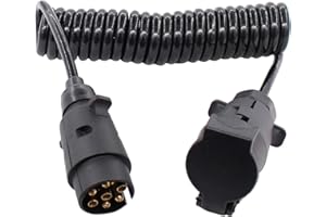DOO ENGY Rallonge de remorque spirale 12 V - Câble de remorque 7 broches 3M - Prise de remorque - Adaptateur pour voiture, caravane, RV - Noir