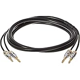 Amazon Basics 16AWG Speaker Cable with Gold Plated Banana Plugs (4mm) CL2 99.9% Oxygen Free 1.8m Black