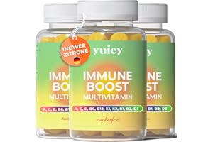 ‎YUICY Hochdosierte Vitamin Gummibärchen - Leckere Multivitamin Gummies mit essentiellen Vitaminen (C, D3, E, A) & Mineralien - Vitamin Gummies für Erwachsene - Vitamin Bärchen fürs Immunsystem - 180 Gummies
