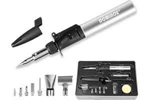 DOMINOX Butane Soldering Iron Kit, Portable Cordless Soldering Iron and Butane Heat Gun Rapid Heat Up, Mini Torch Welding Kit with Self-Igniting Adjustable Flame（Butane Gas Not Included）