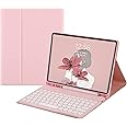 HENGHUI Galaxy Tab A8 10.5 inch 2022 Model SM-X200/X205/X207 Keyboard Case Cute Round Key Color Keyboard Wireless Detachable BT Keyboard Cover with Pencil Holder (Pink)