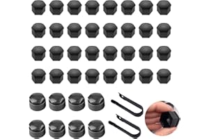 DALAETUS 40 Pcs Universal Wheel Nut Covers - 17mm Black Hexagonal Nylon Wheel Nut Caps for Cars with Removal Tool, 32 Standard and 8 locking Wheel Bolt Covers, Anti-Theft, Corrosion Resistant, Easy to Install