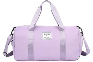 HIUAUIH Bolsa de Deporte con Compartimento Zapatos y Bolsillo Húmedo, Plegable Bolsos de Viaje para Deportes, Fitness, Entrenamiento, Viajes, Fines de Semana y Vacaciones (Violet)