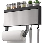 Primeway® Stainless Steel + Plastic 4 in 1 Tango INOX Wall-Mounted Kitchen Rolls Dispenser Holder for Film, Foil, Paper with 
