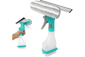 FASBET Myjka do okien z funkcją spryskiwania 4 w 1, do okien, prysznica, łazienki, kuchni, samochodu, płytek, luster, zestaw do czyszczenia okien