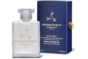 Aromatherapy Associates Support Lavender & Peppermint Bath And Shower Oil 55ml, this combination eases sunburn, dissolves tension headaches and counters moments of over-indulgence.