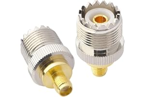 BOOBRIE Conector SMA a UHF SO239 Adaptador Coaxial RF Hembra para Ham Radio Walkie Talkie SDR BaoFeng Paquete de 2