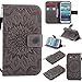 Produktbild für Samsung Galaxy S3 i9300 / S3 Neo Leder Wallet Tasche Brieftasche Schutzhülle , Lonchee Sonnenblumen geprägten Muster Design Hochwertige PU Leder Folio Tasche Case Hülle im Bookstyle mit Standfunktion Kredit Kartenfächer (grau)