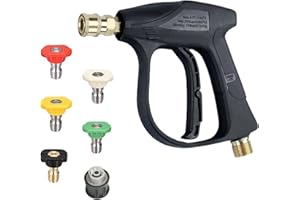 VANWOKE Pistolet de nettoyage haute pression avec 5 embouts de buse de pulvérisation amovibles, 4350 PSI 1/4", raccord M22-14 mm, kits de nettoyage pour Karcher