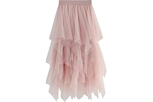 YILEEGOO Women's Tulle Skirt High Waist Tiered Layered Mesh Ballet Prom Party Tulle Tutu A-line Midi Skirt
