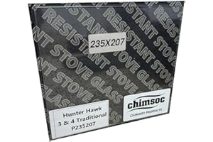 Chimsoc Replacement Stove Glass - Hunter 3 Traditional / 4 Traditional (235mm x 207mm Rectangular)