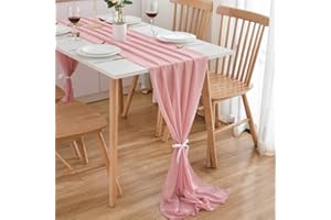 CHUQING Runner Tavola Rosa 3 m Chiffon Rosa Fascia Tavolo Decorativa In Tessuto Rosa Antico Decorazione Tavola Per Compleanni E Matrimoni
