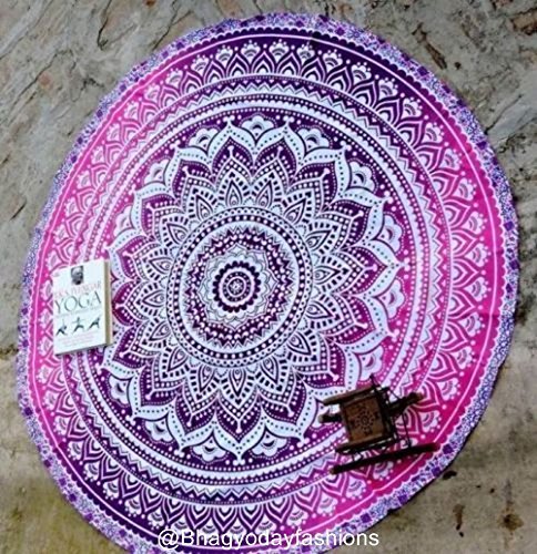 Handicrunch Indian Mandala Round Roundie Towel Throw Tapestry Beach Yoga Mat,...