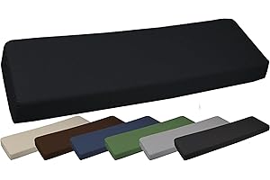 THEWHITEWATER LIMITED TheWhiteWater Garden Bench Cushion - Patio Pub Furniture Bench Seat Pad – 143 x 52 x 6 CM – 2 3 4 Seater Weather & Waterproof Fabric – Long Garden Chair Cushion Outdoor/Indoor (Black, 3 Seater)