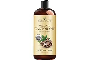 Handcraft Blends Organic Castor Oil 473 ml | 100% Pure and Natural | Premium Grade Carrier Oil | Hair, Eyelashes and Eyebrows | Hair and Body | Expeller-Pressed | Hexane-Free